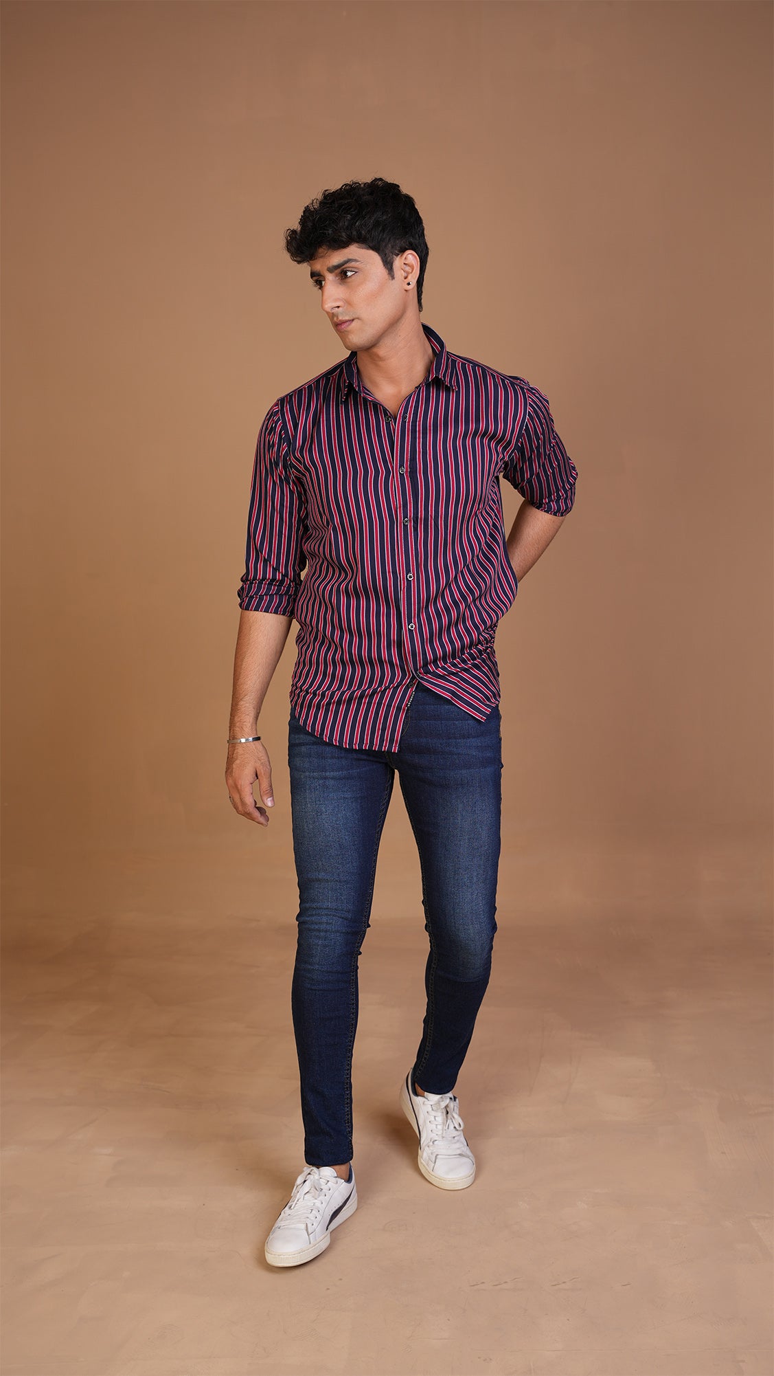 MAROON NAVY STRIPED SHIRT