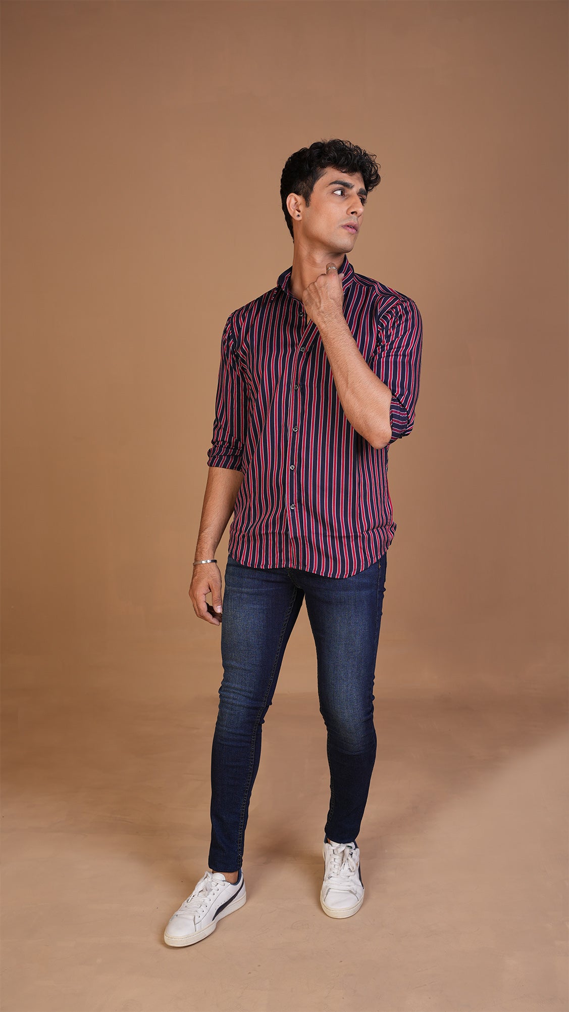 MAROON NAVY STRIPED SHIRT