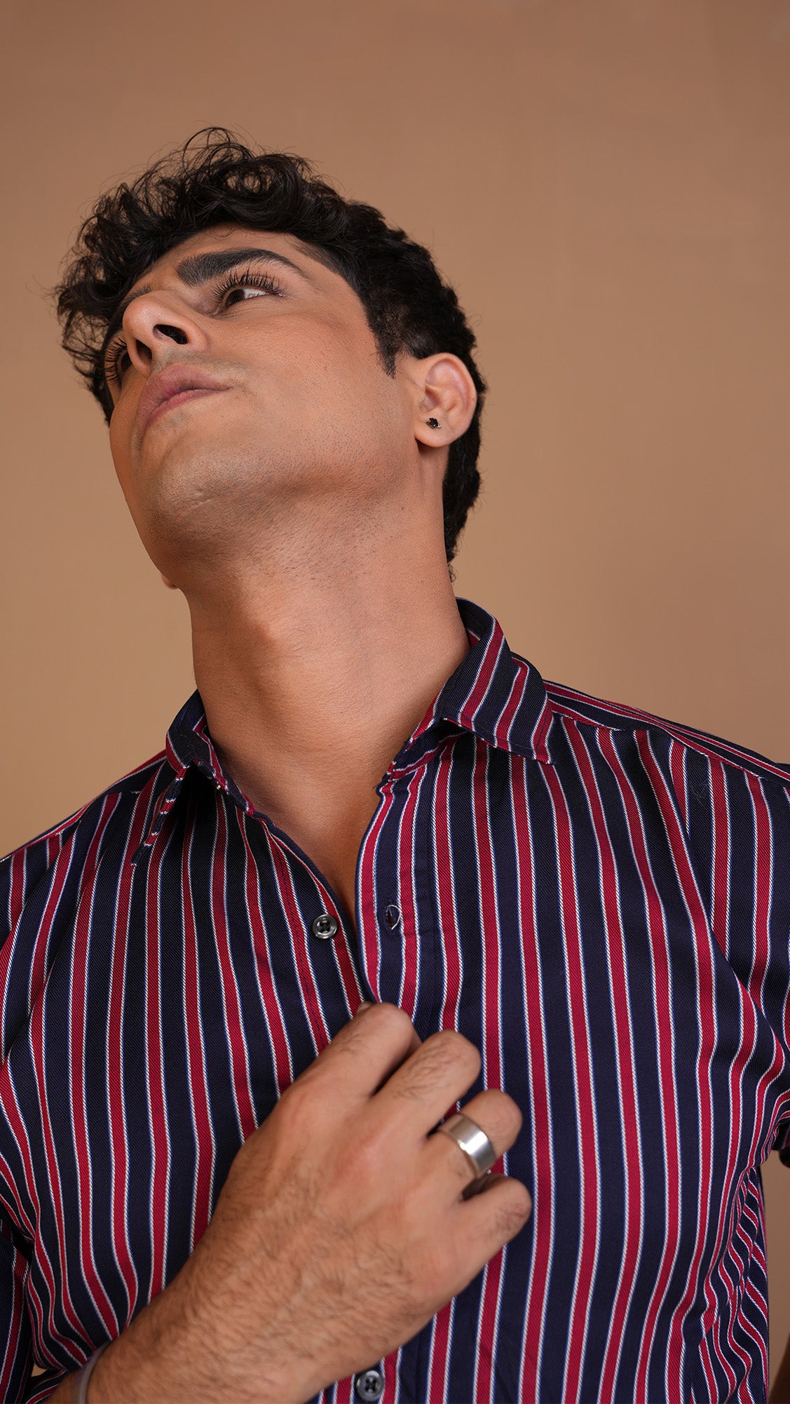 MAROON NAVY STRIPED SHIRT