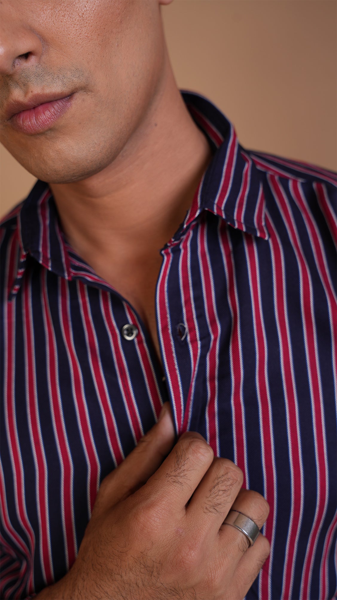 MAROON NAVY STRIPED SHIRT