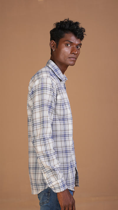 STEVE BLUE & WHITE CHECKERED SHIRT