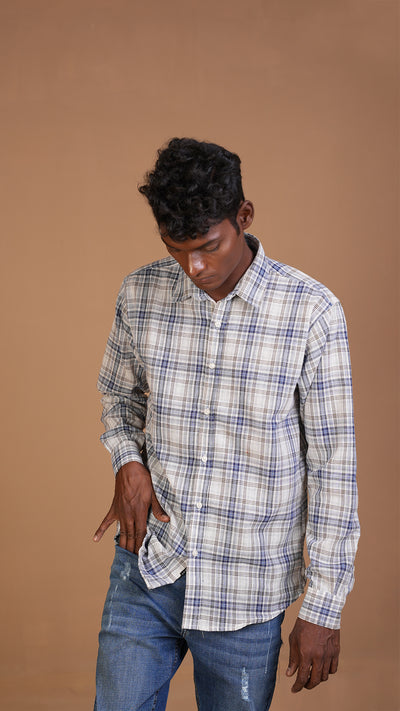 STEVE BLUE & WHITE CHECKERED SHIRT