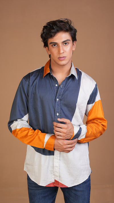 COTTON SATIN MULTI SHADED SHIRT