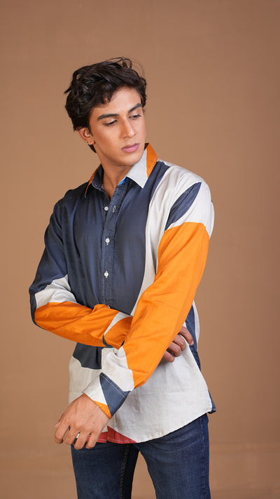 COTTON SATIN MULTI SHADED SHIRT