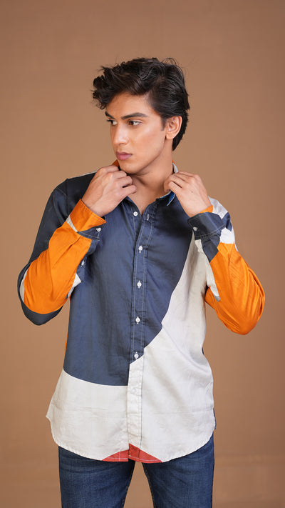 COTTON SATIN MULTI SHADED SHIRT