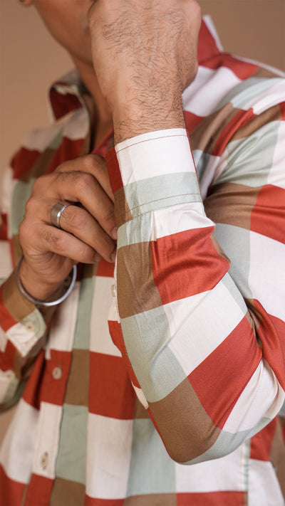 SATIN RED CHECKERED SHIRT