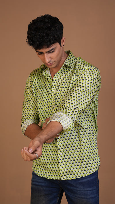 GREEN POLKA DOT SHIRT