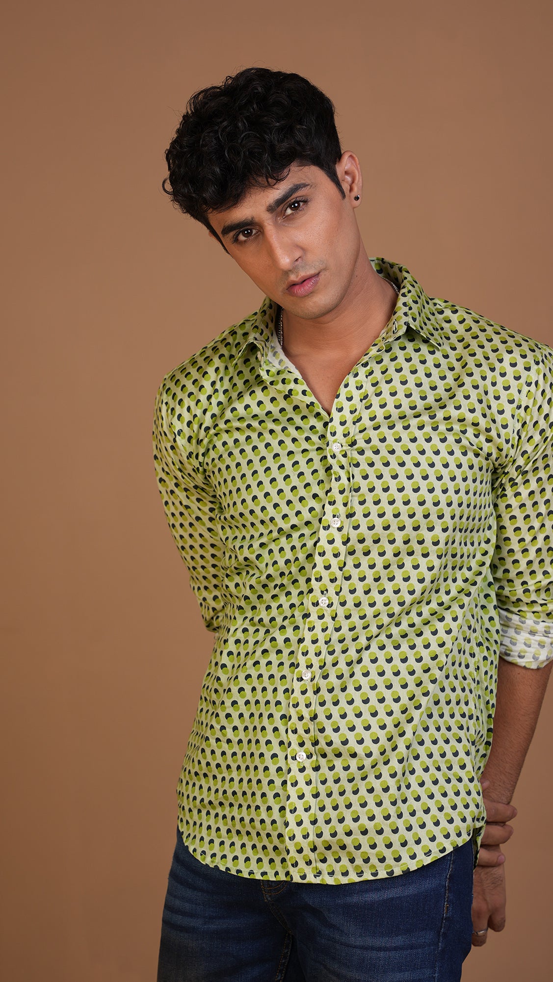 GREEN POLKA DOT SHIRT