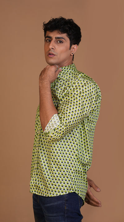 GREEN POLKA DOT SHIRT