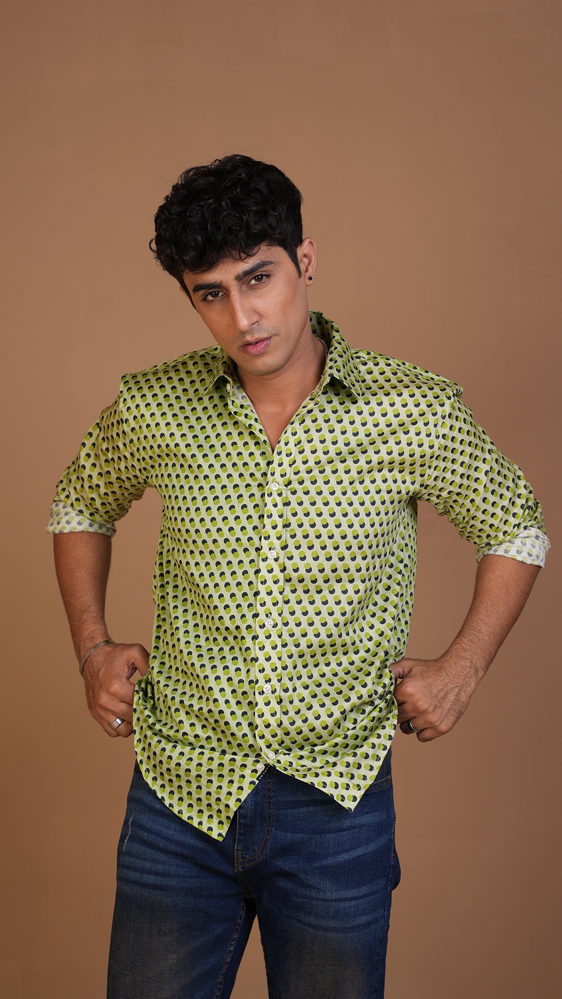 GREEN POLKA DOT SHIRT