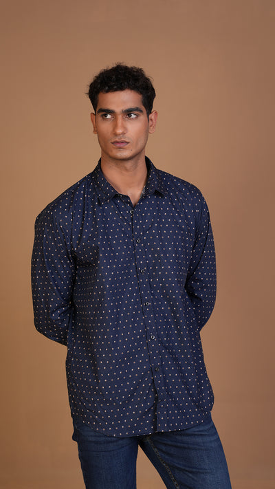 NAVY BLUE POLKA DOT SHIRT