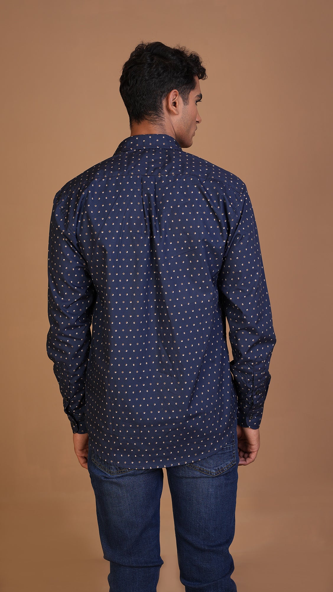 NAVY BLUE POLKA DOT SHIRT