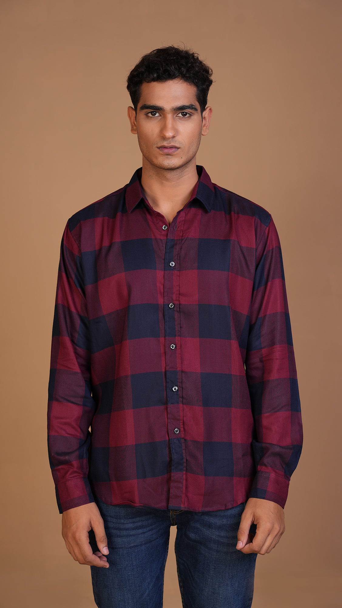 DIVINE RED & NAVY CHECKERED SHIRT