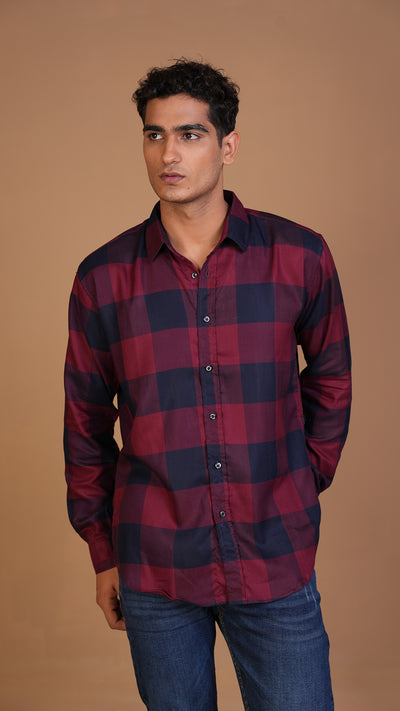 DIVINE RED & NAVY CHECKERED SHIRT