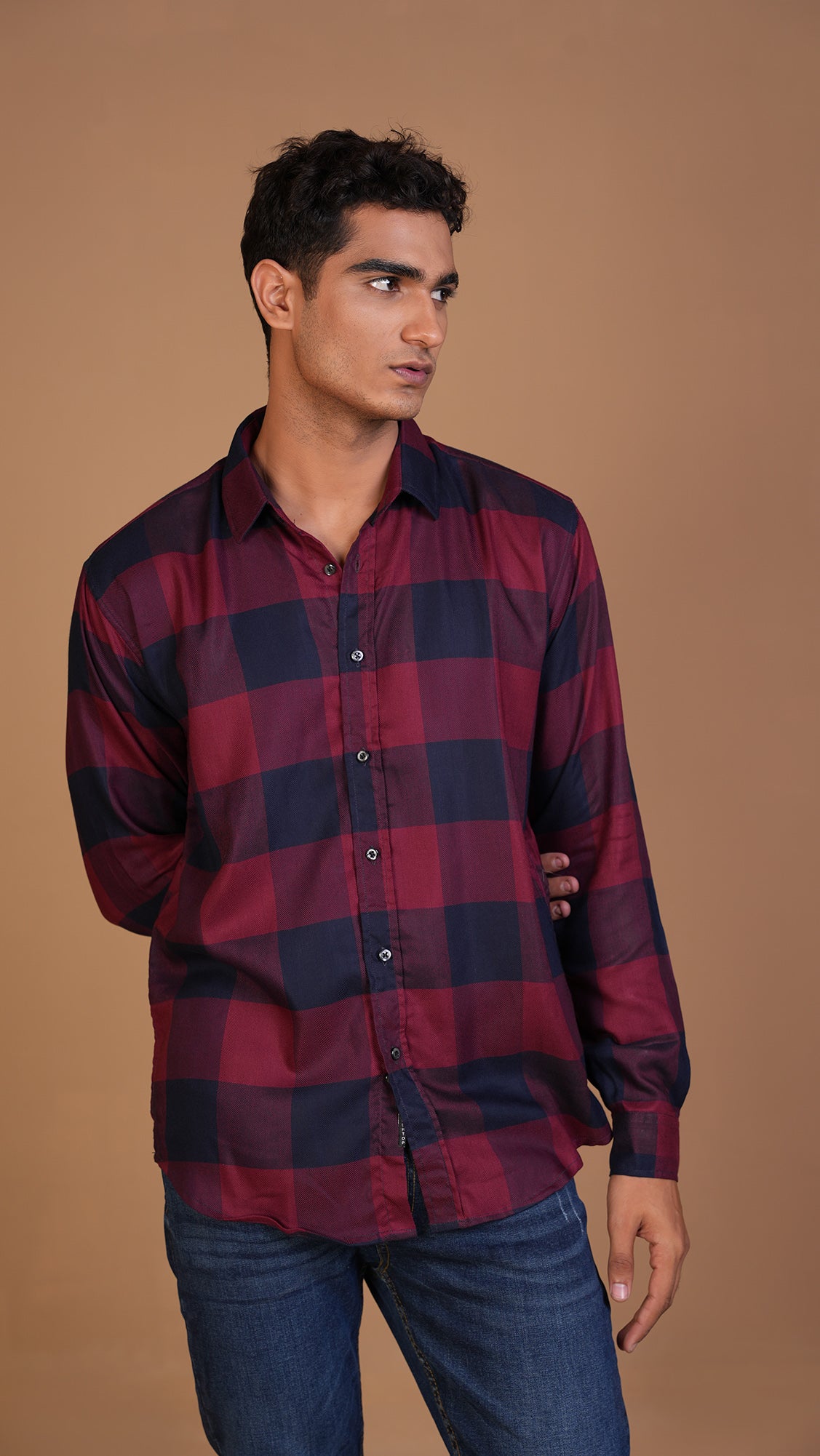 DIVINE RED & NAVY CHECKERED SHIRT