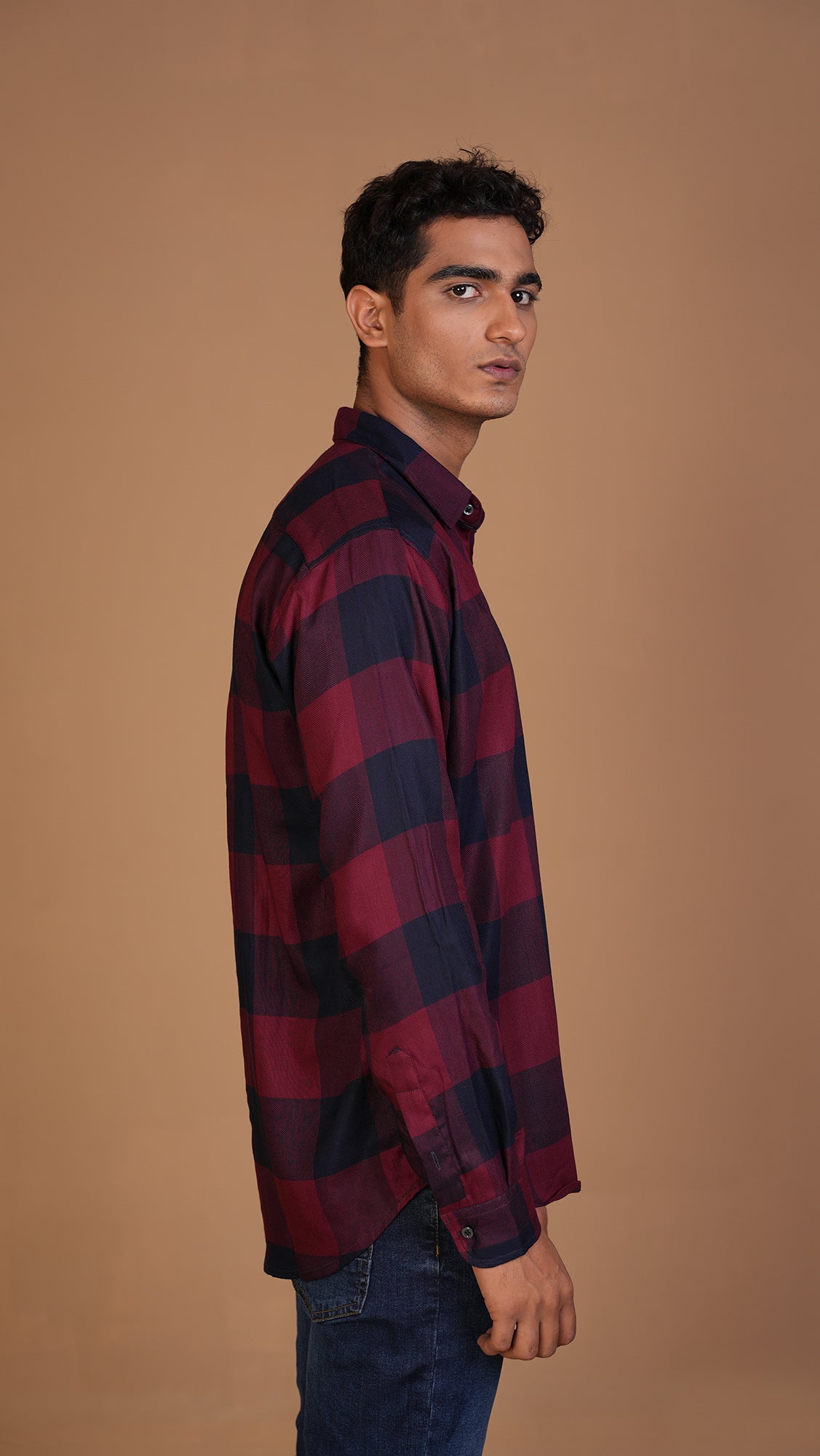 DIVINE RED & NAVY CHECKERED SHIRT