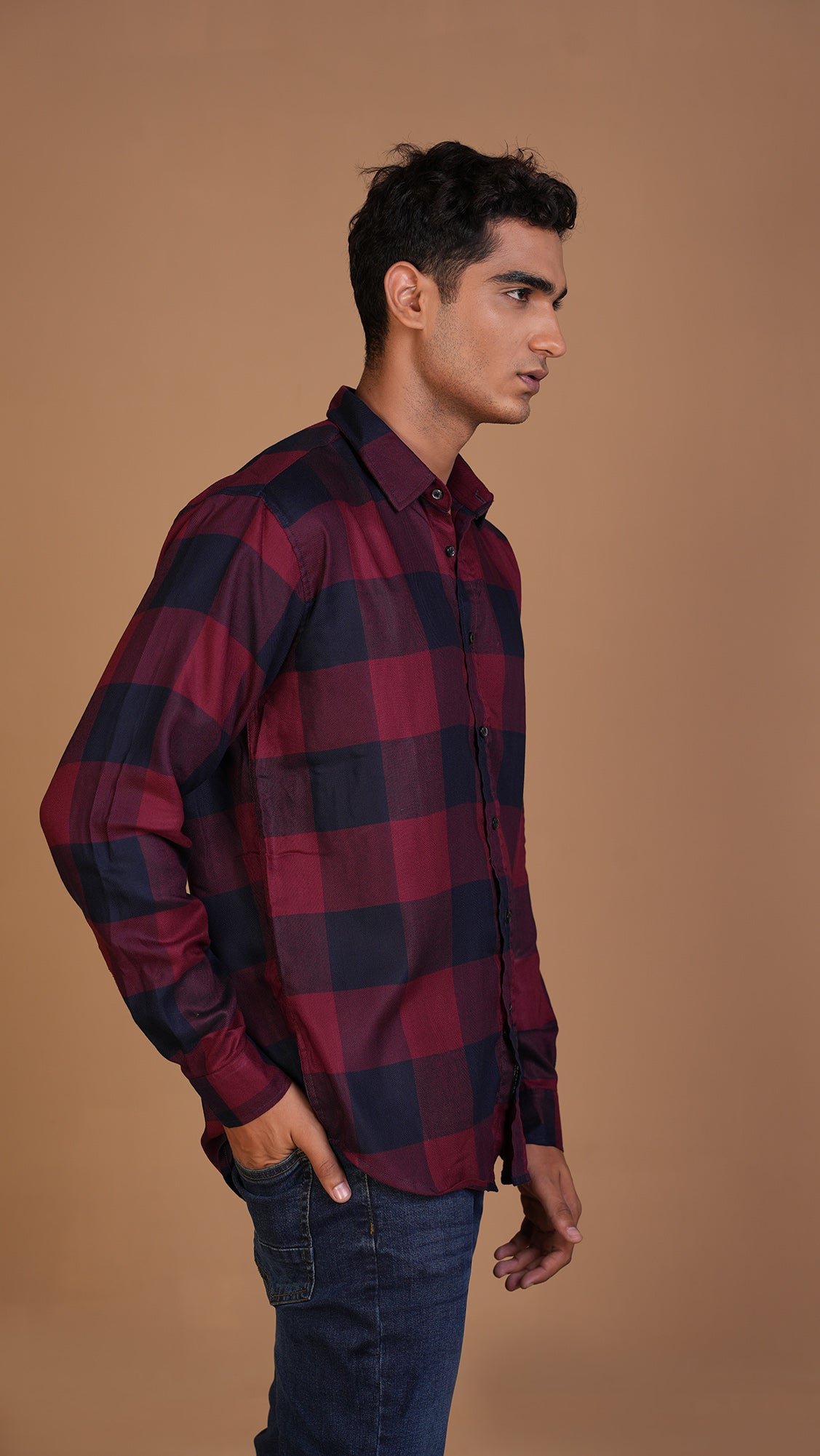 DIVINE RED & NAVY CHECKERED SHIRT