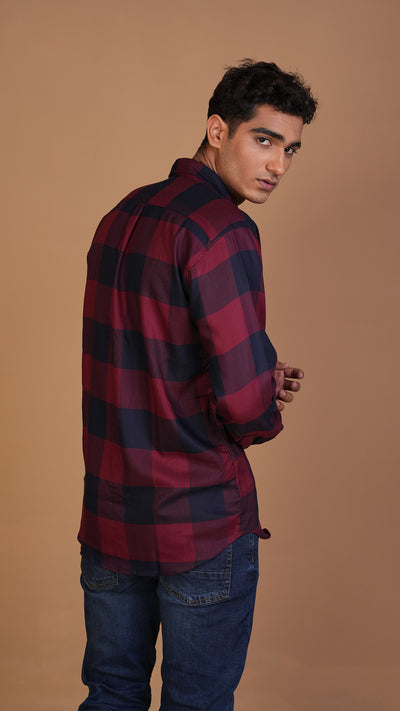 DIVINE RED & NAVY CHECKERED SHIRT