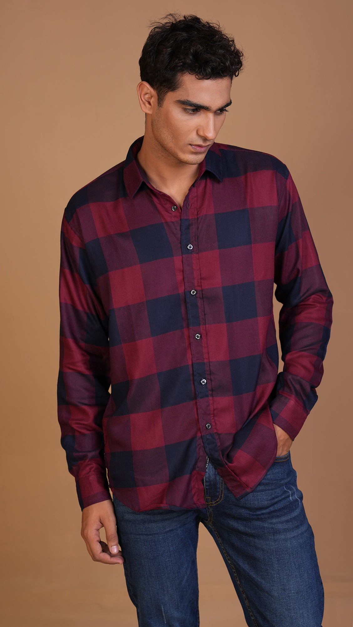 DIVINE RED & NAVY CHECKERED SHIRT