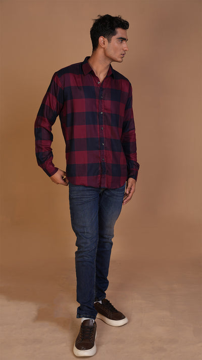 DIVINE RED & NAVY CHECKERED SHIRT