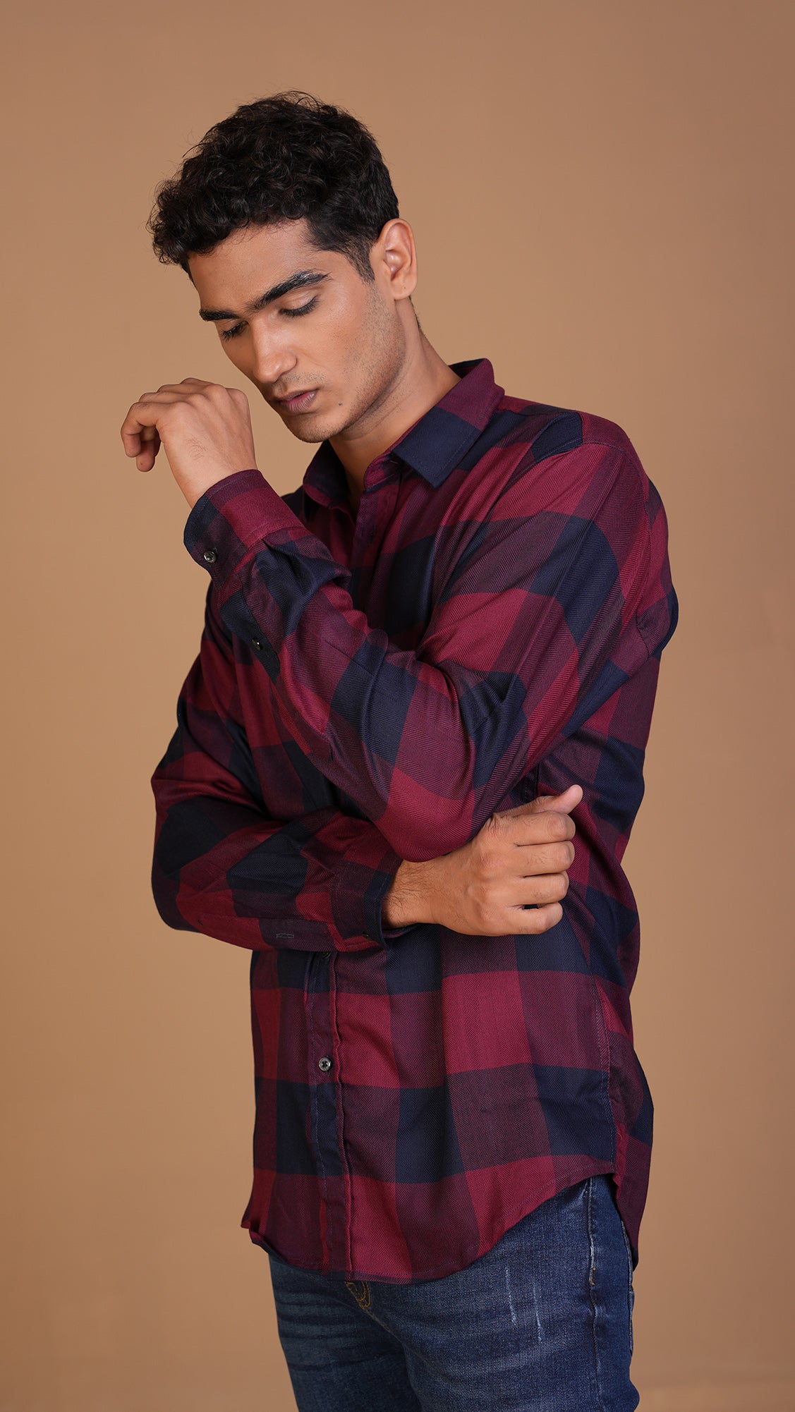 DIVINE RED & NAVY CHECKERED SHIRT