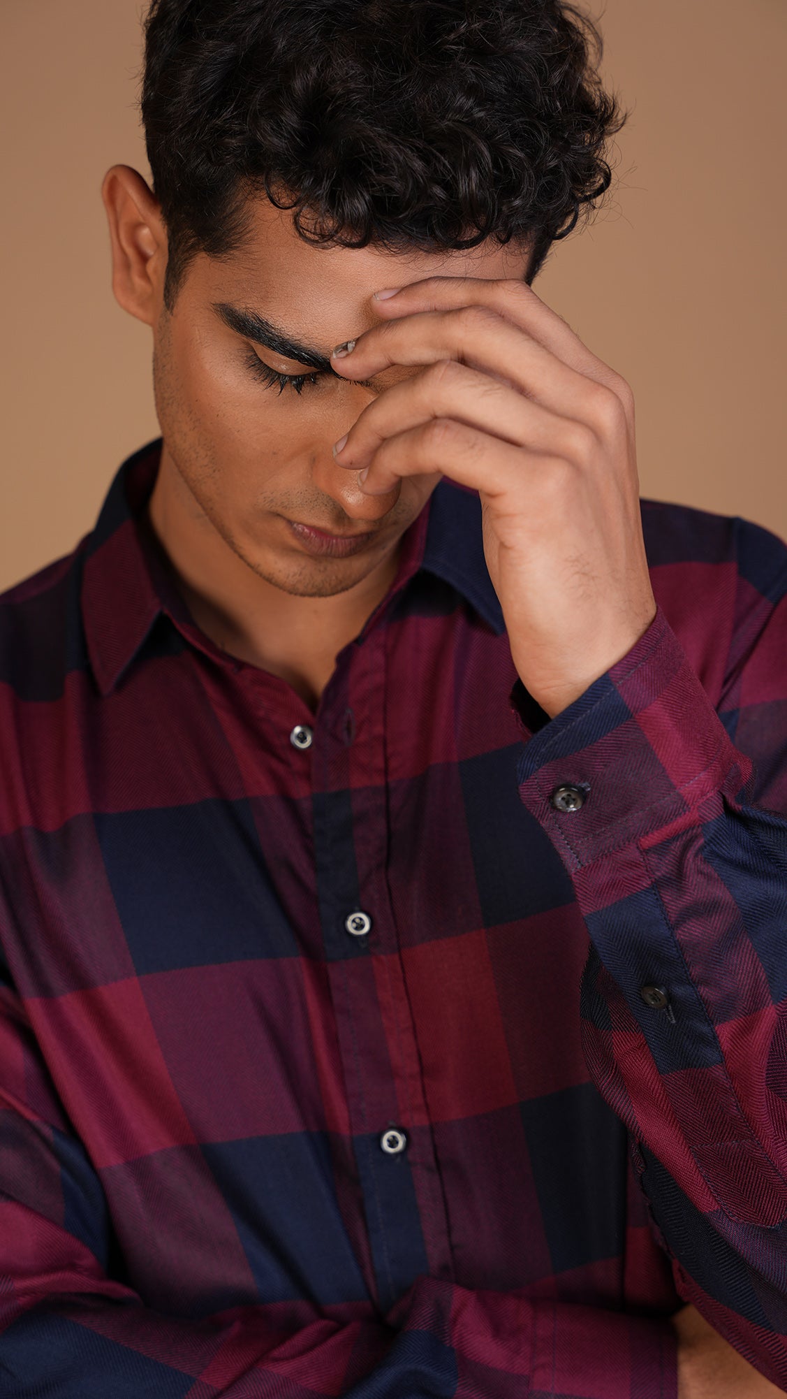 DIVINE RED & NAVY CHECKERED SHIRT