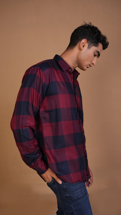 DIVINE RED & NAVY CHECKERED SHIRT