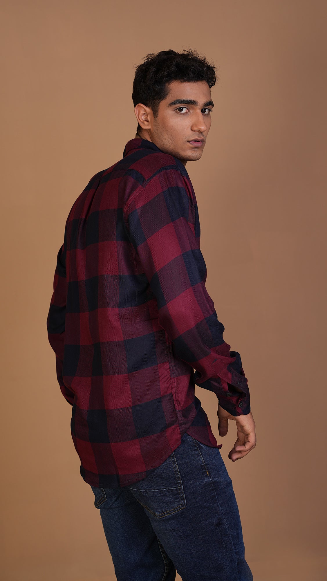 DIVINE RED & NAVY CHECKERED SHIRT