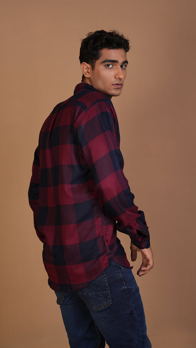 DIVINE RED & NAVY CHECKERED SHIRT