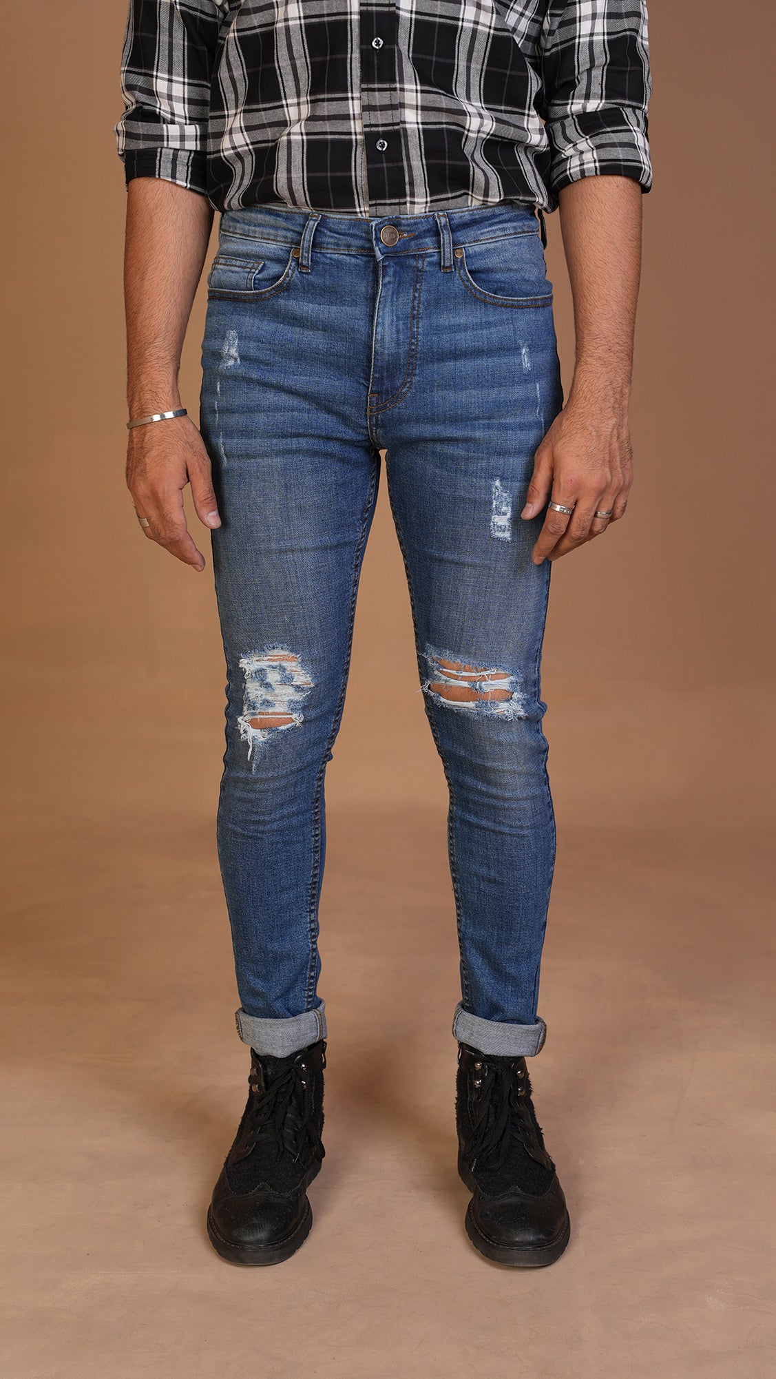 Men's Light Blue Skinny Jeans Ripped