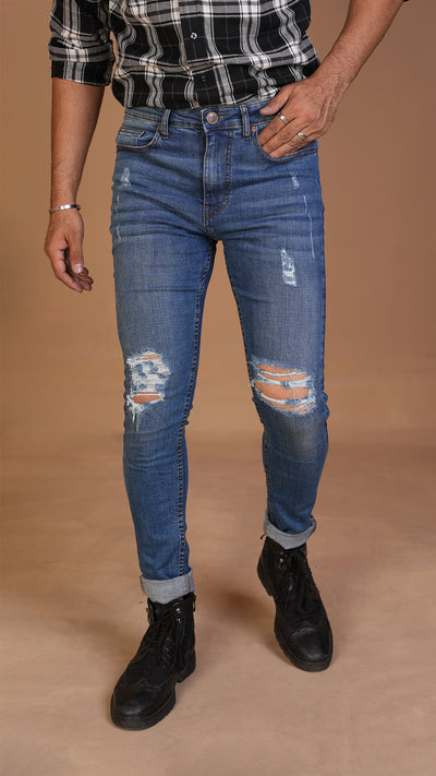 Men's Light Blue Skinny Jeans Ripped