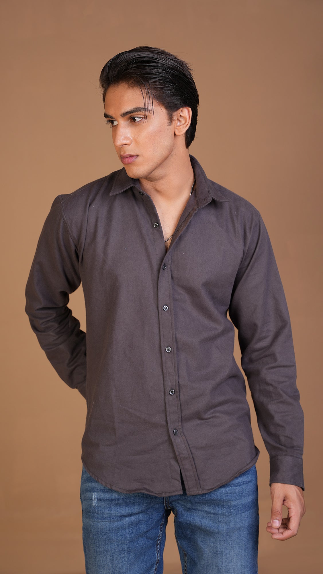 FLANNEL BASIC BLACK SHIRT