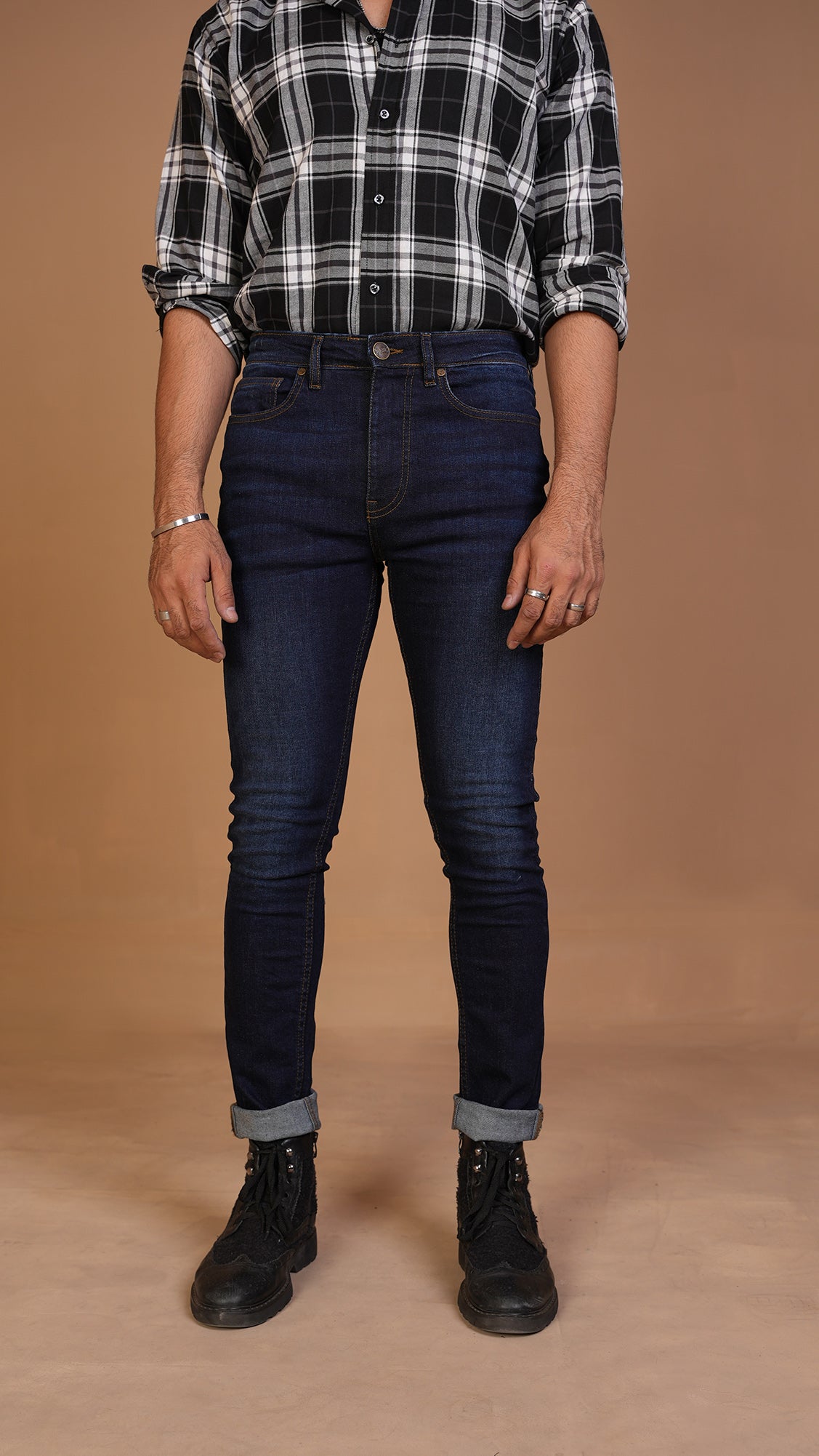 BLUE WASH SKINNY FIT JEANS