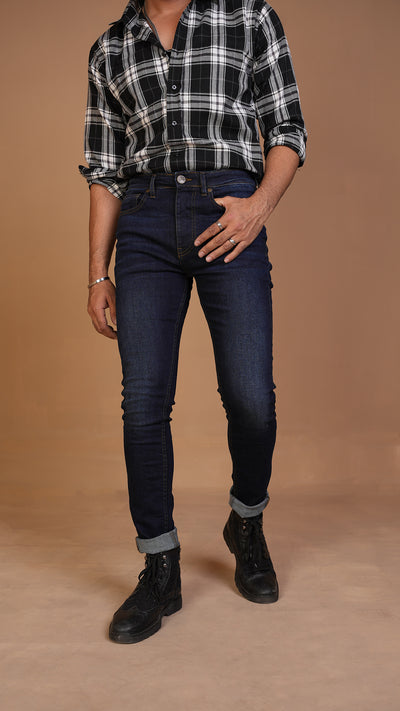 BLUE WASH SKINNY FIT JEANS