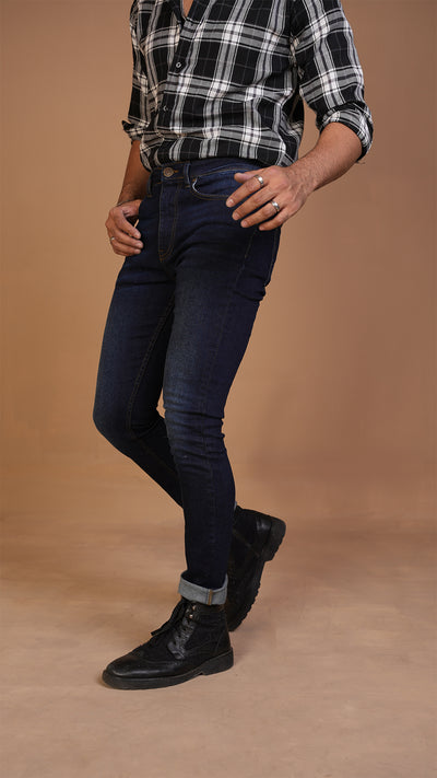 BLUE WASH SKINNY FIT JEANS