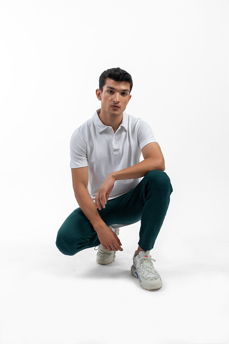 Men's White Polo Shirt with Collar