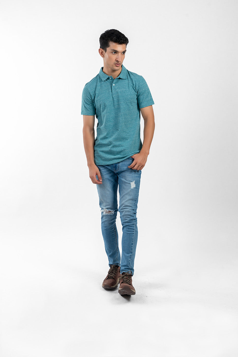 REGULAR FIT TEXTURED POLO