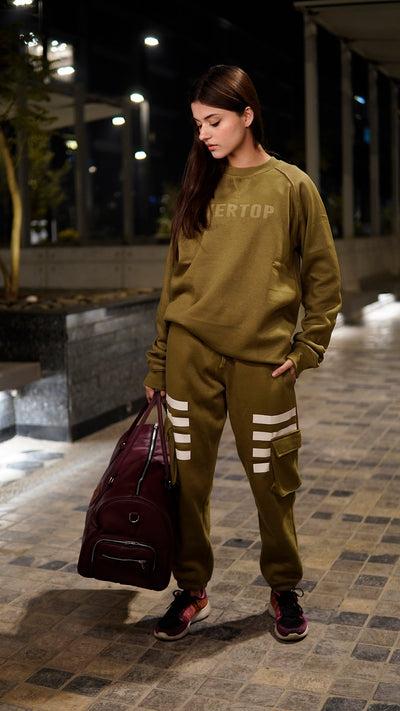 OLIVE OVERTOP BASIC PRINTED SWEATSHIRT -W