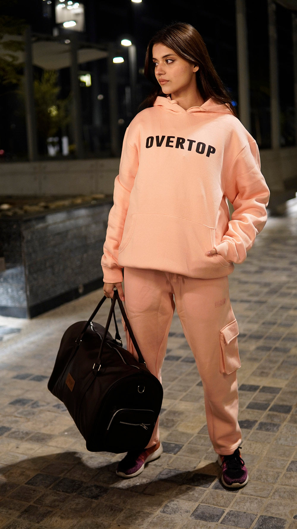 PEACH OVERTOP PRINTED HOODIE -W