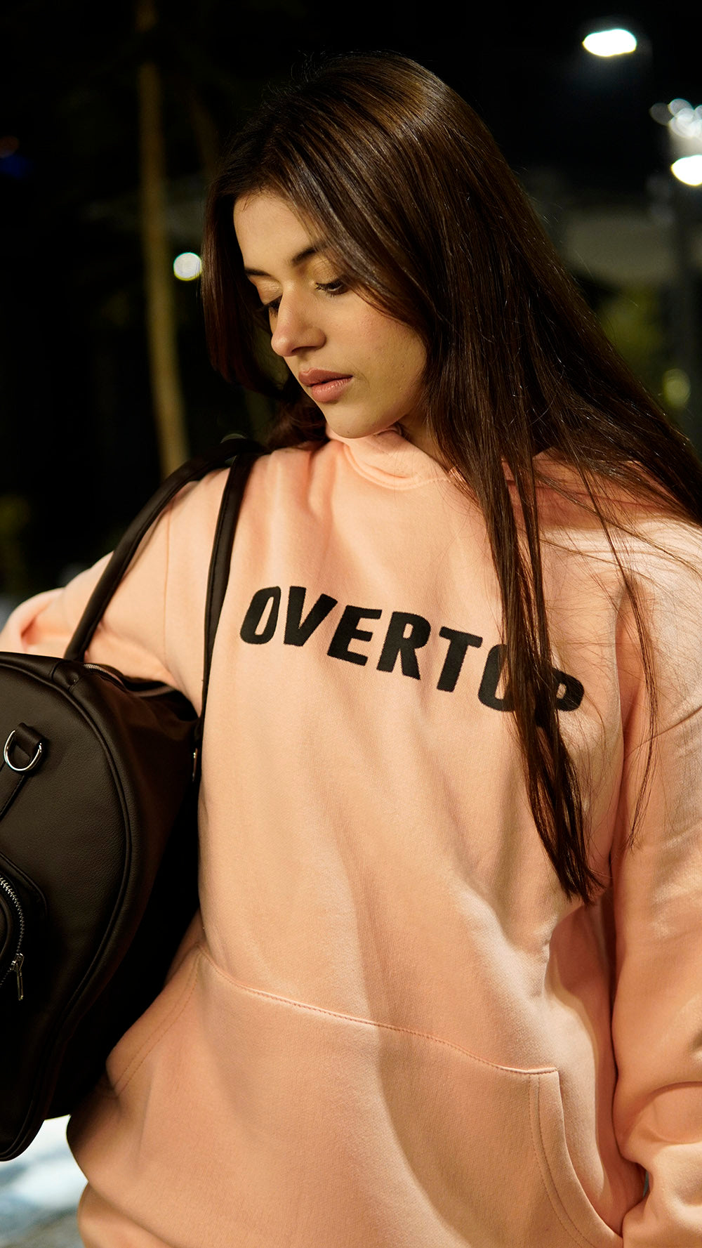 PEACH OVERTOP PRINTED HOODIE -W