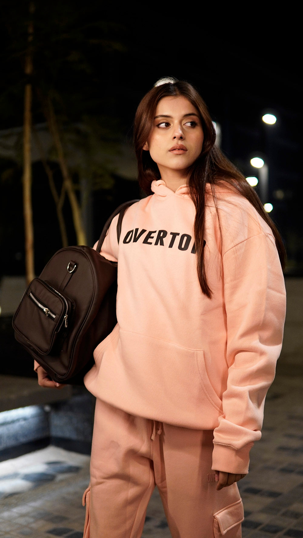 PEACH OVERTOP PRINTED HOODIE -W