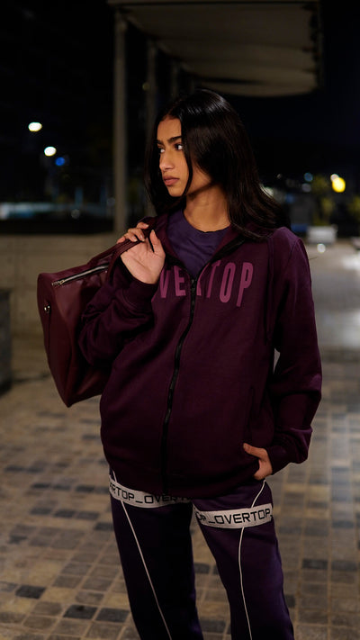 PURPLE OVERTOP PRINTED HOODIE -W