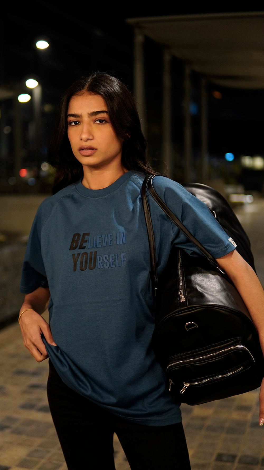 BLUE ASH OVERTOP BELIVE IN YOURSELF PRINTED TEE -W