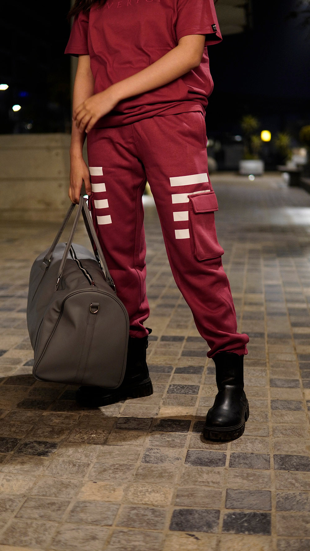 CARGO RED OVERTOP PRINTED FLEECE TROUSER -W