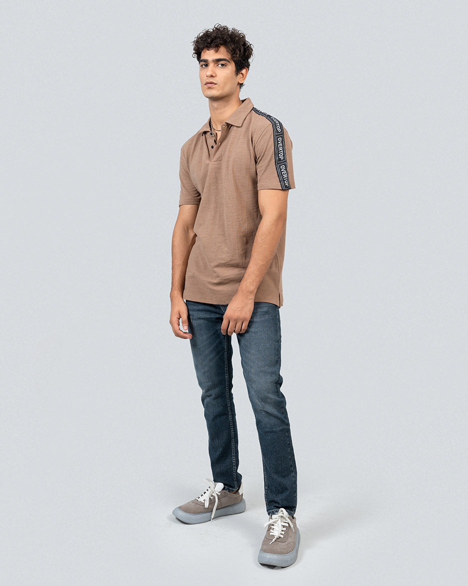 REGULAR FIT POLO WITH SHOULDER TAPE DETAIL