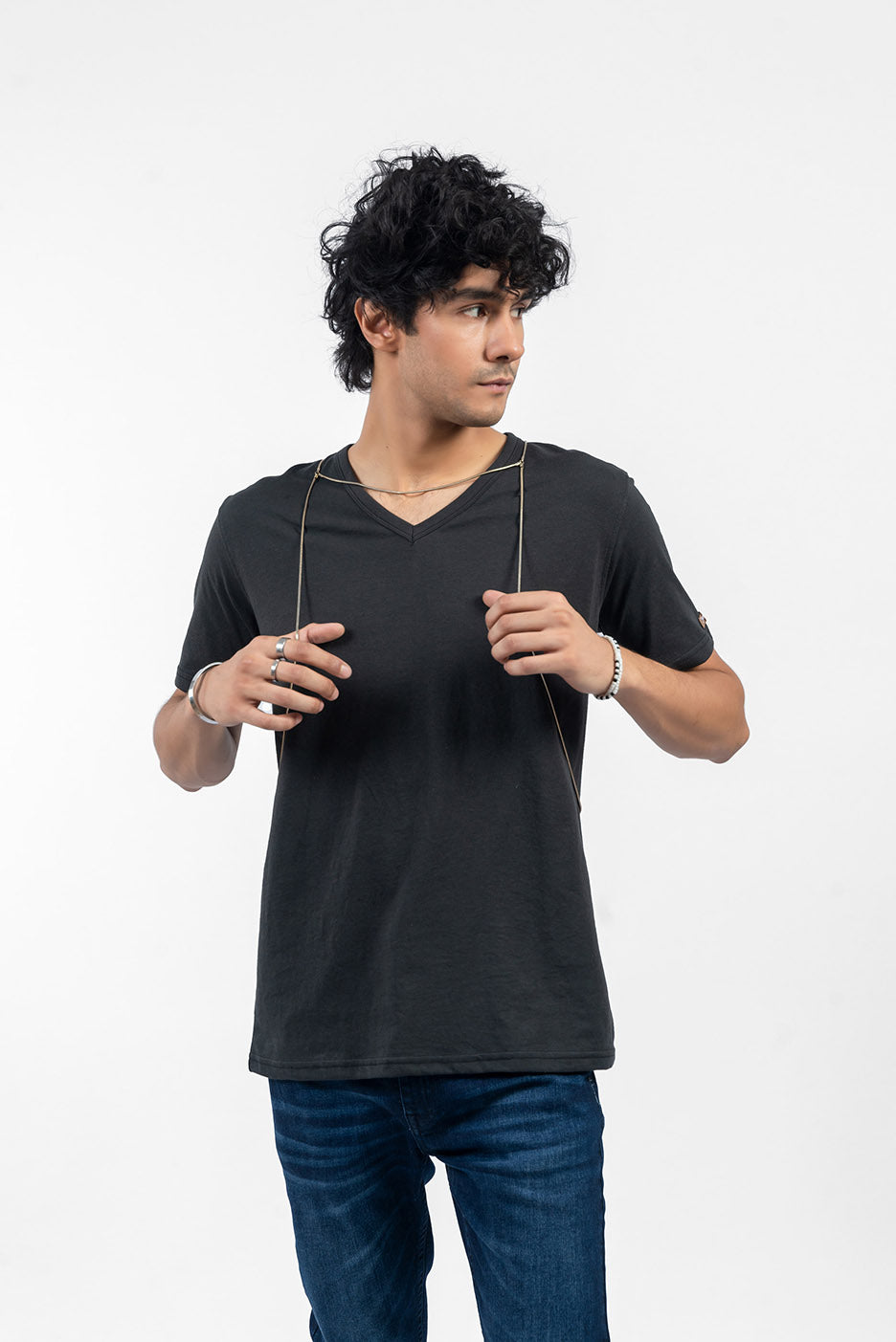 black v neck t shirt