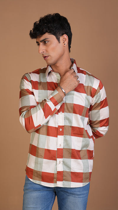 SATIN RED CHECKERED SHIRT