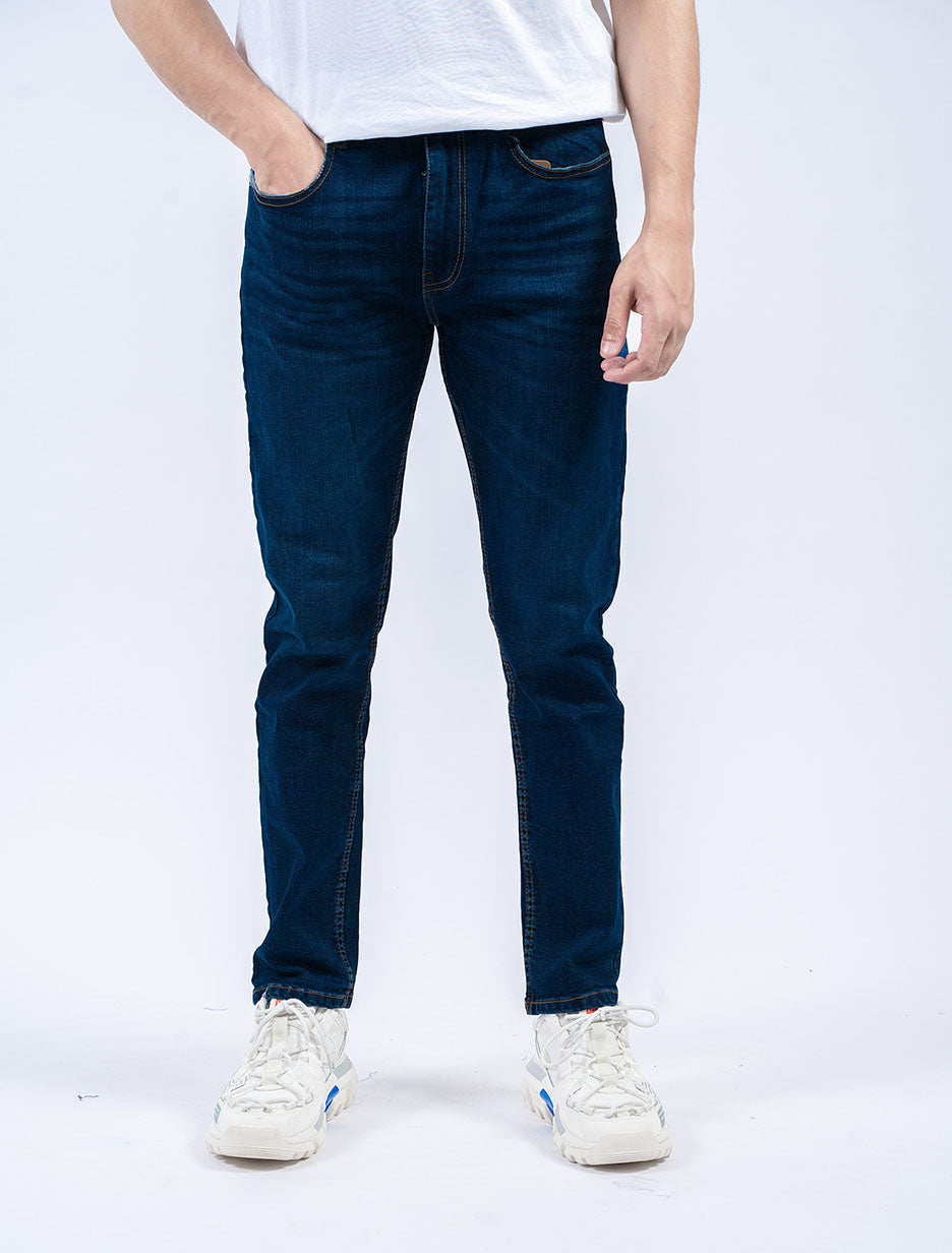 dark blue skinny jeans for men overtop