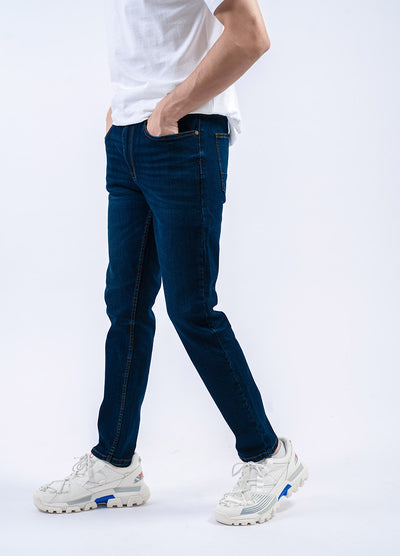 side of dark blue skinny jeans for men